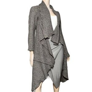 Caribbean Queen Women’s Size S Gray Open Front Long Wool Blend Sweater Cardigan